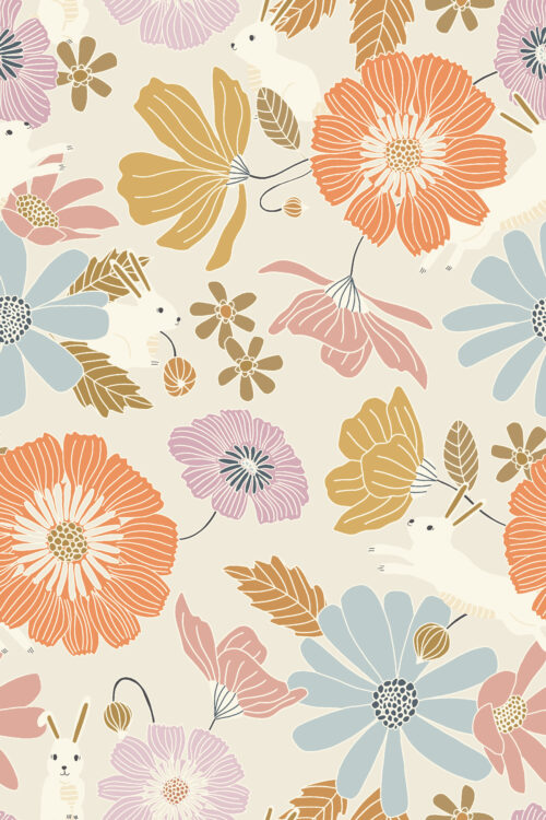 2022 Easter - Bunny Bloom Floral in Spring Meadow