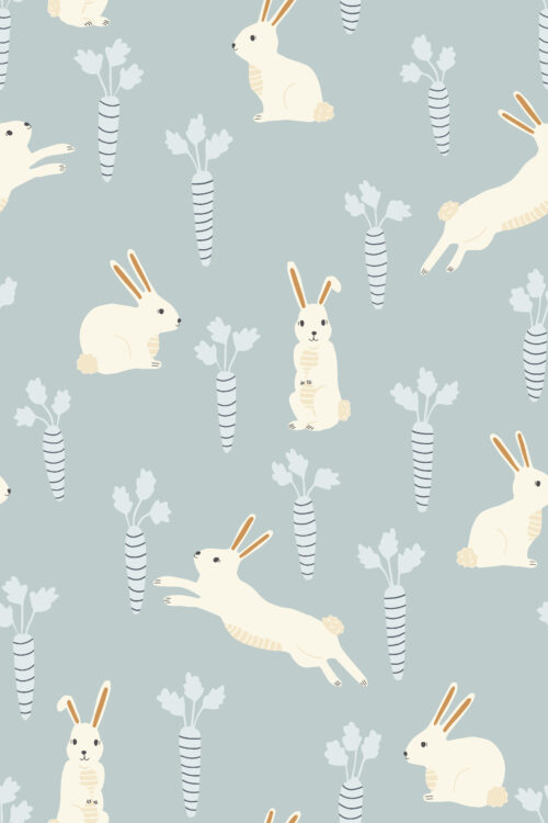 2022 Easter - Easter Bunnies and Carrots in Blue