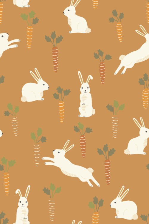 2022 Easter - Easter Bunnies and Carrots on Honey Gold