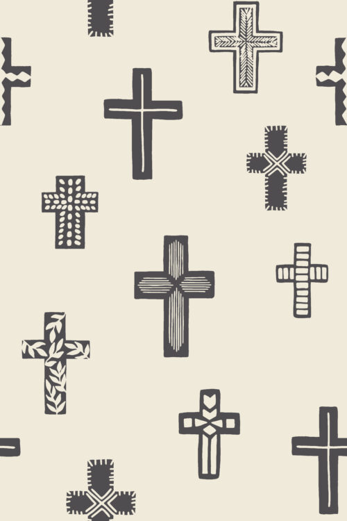 2022 Easter - Easter Cross Gray Charcoal and Cream