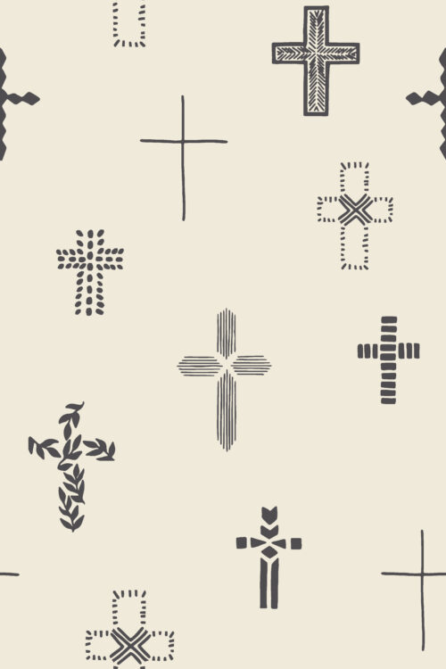 2022 Easter - Easter Cross Gray Charcoal on Cream