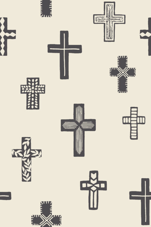 2022 Easter - small Easter Cross Gray Charcoal and Cream