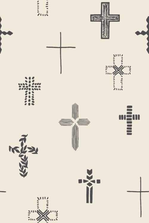 2022 Easter - small Easter Cross Gray Charcoal on Cream