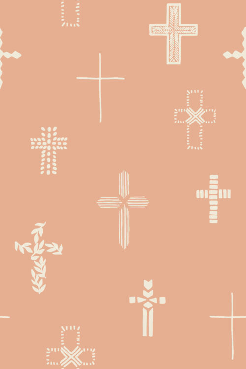 2022 Easter - small Easter Cross in Peach