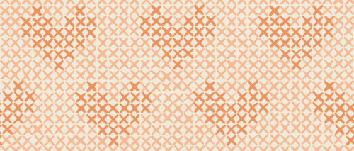2022 Love You in Spades - Cross Stitched Hearts Papaya on Peach