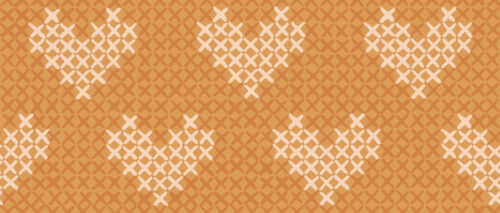 2022 Love You in Spades - Cross Stitched Hearts on Amber Gold