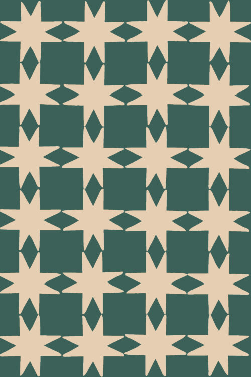 A Boho Christmas - Quilted Christmas Stars on Pine Green