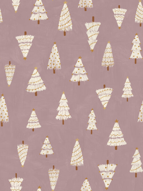 A Boho Christmas - White Christmas trees on Dusty Lavender
