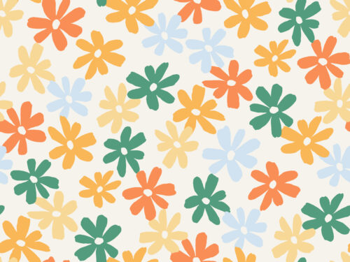 A Happy Little Summer - Fleur Flowers in Tangerine Red Yellow Blue