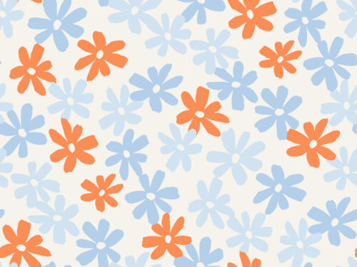 A Happy Little Summer - Fleur Flowers in Tangerine and Blue