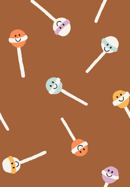 A Happy Little Summer - Smiley face Lollipops on Cocoa Brown