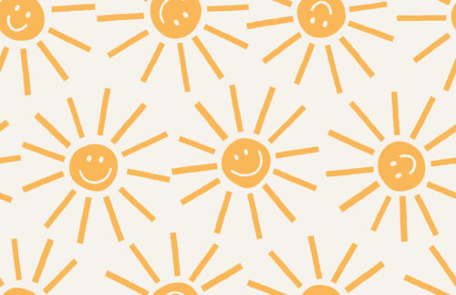 A Happy Little Summer - Smiley face Sunshines Yellow on Bone