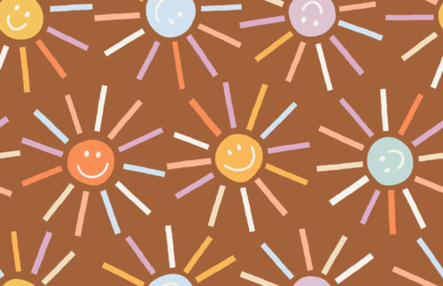 A Happy Little Summer - Smiley face Sunshines on Cocoa Brown