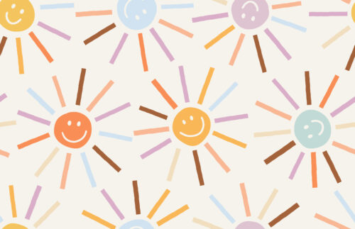 A Happy Little Summer - Smiley face Sunshines on Off White