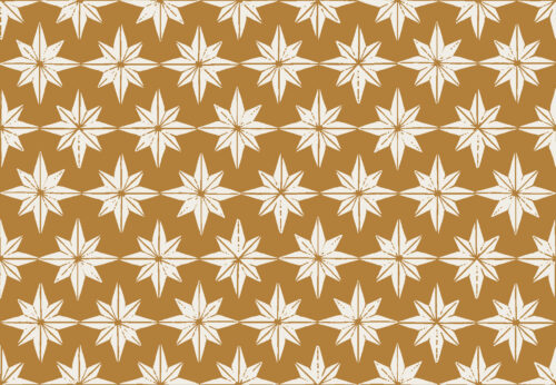 Christmas Cheer - christmas star tiles on golden yellow -- large