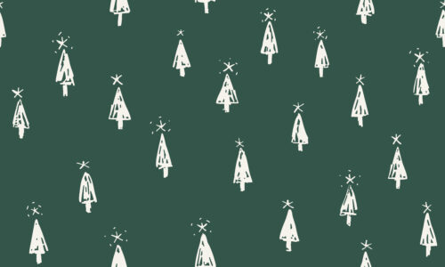 Freehand Holidays - Bone Christmas trees on pineneedle green