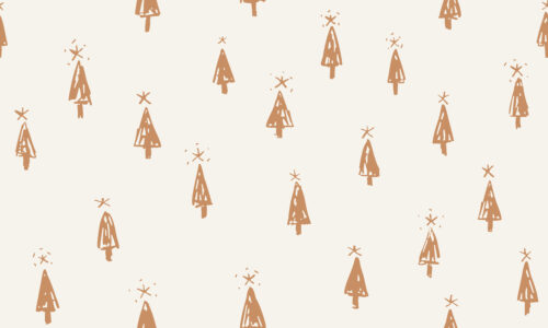 Freehand Holidays - Golden Yellow Christmas trees on bone