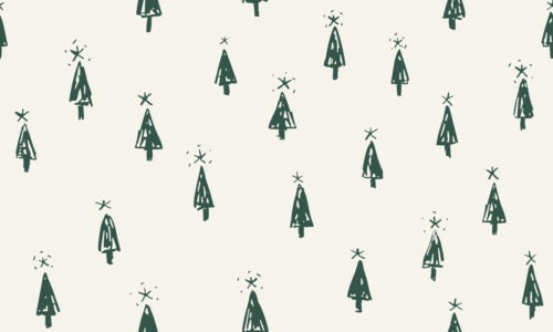 Freehand Holidays - Green Christmas trees on bone