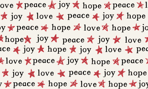 Freehand Holidays - Peace love hope joy stars in red