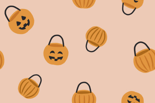 Halloween - Hey, Boo! - Tossed Pumpkin Trick or Treat on Pink