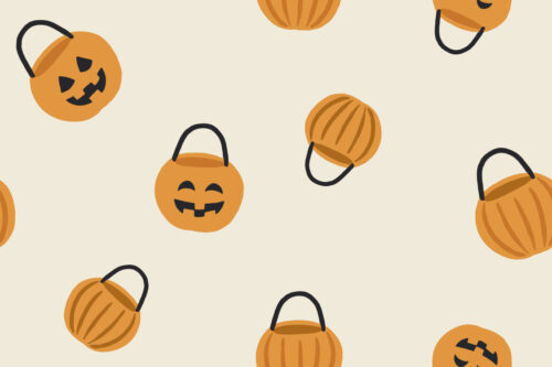 Halloween - Hey, Boo! - tossed-pumpkin-trick-or-treat-on-off-white