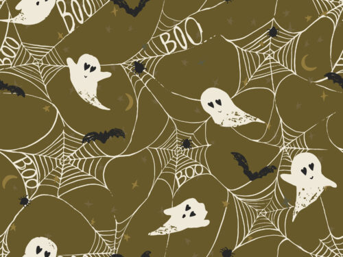 Halloween - Spooktacular - Halloween Boo Ghosts in Dark Olive Green