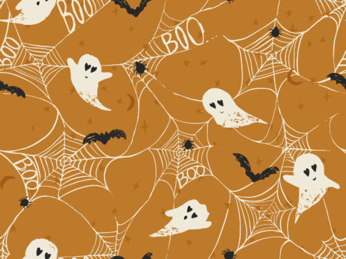 Halloween - Spooktacular - Halloween Boo Ghosts on Orange