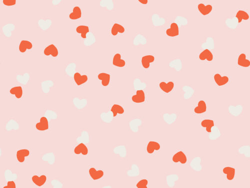 Little Valentine - Confetti Hearts on Coconut Ice Pink