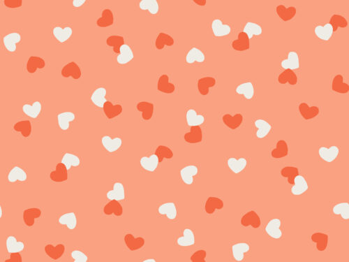 Little Valentine - Confetti Hearts on Coral Pink