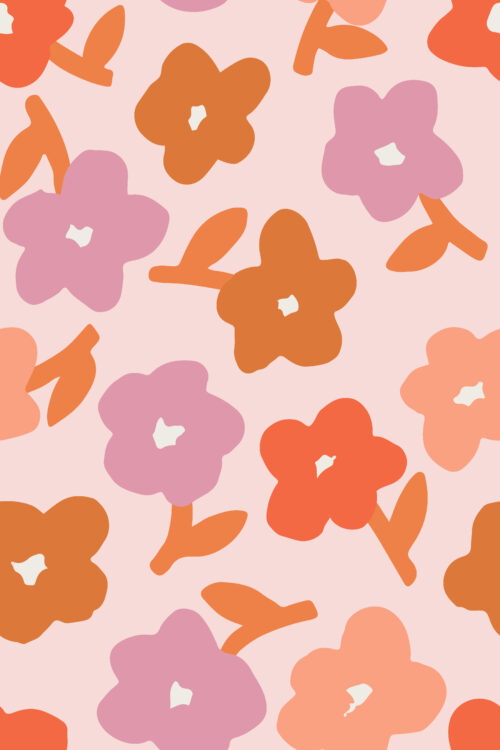 Little Valentine - Daisy Stems on Coconut Ice Pink