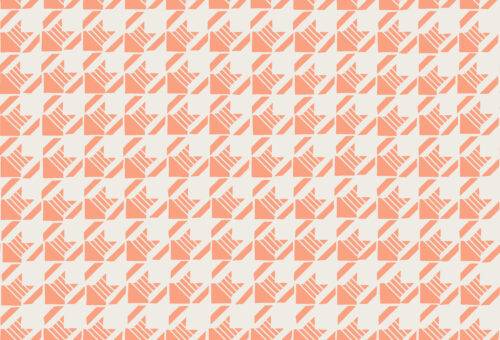 Little Valentine - Striped Houndstooth in Coral Pink