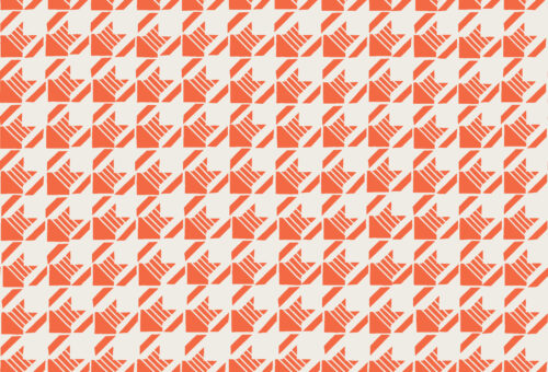 Little Valentine - Striped Houndstooth in Rouge Red