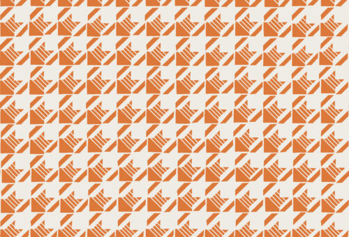 Little Valentine - Striped Houndstooth in Tangelo Orange