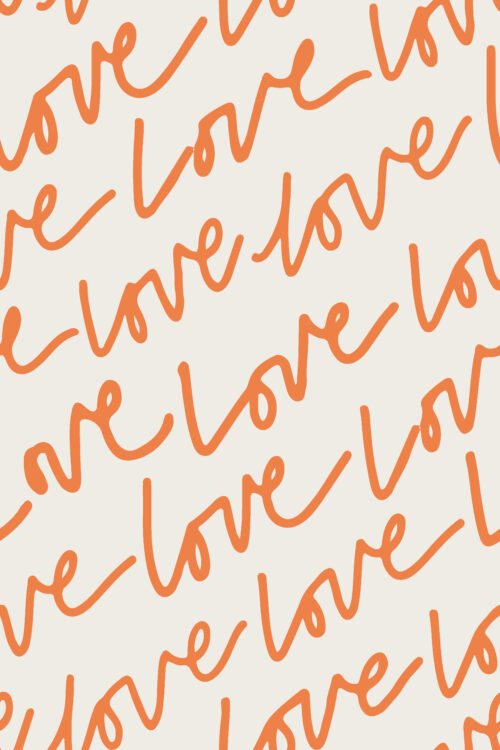 Little Valentine - Words of Love in Papaya Orange