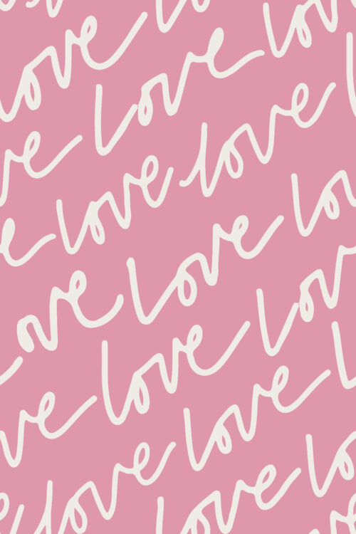 Little Valentine - Words of Love on Mauve Pink