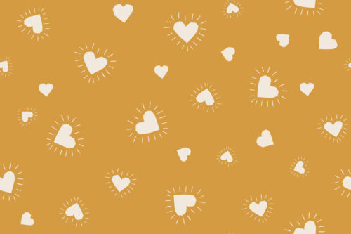 Loveable - Heart Bursts on Rich Mustard Yellow