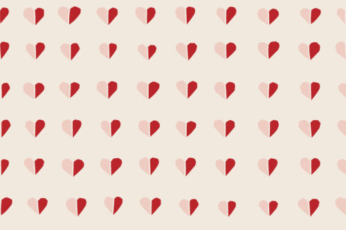 Loveable - Split Hearts in Pink and Red