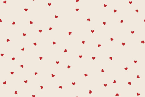 Loveable - Tossed Red hearts on bone