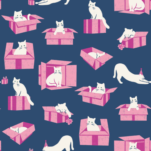 Present Cats Sailor Blue and Prism Pink