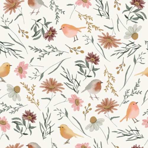 Birds N Blooms Cream Small Scale