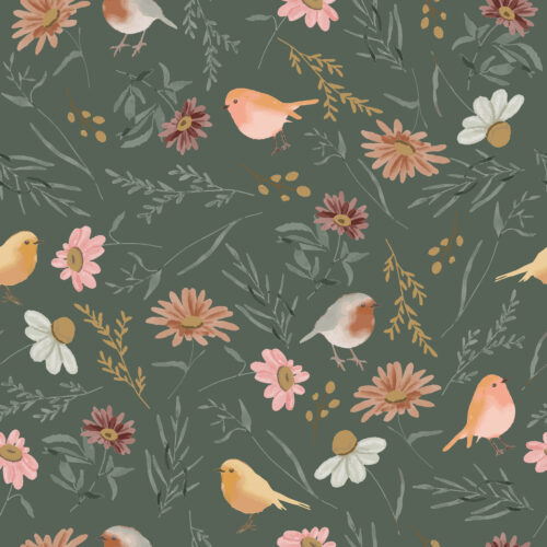 Birds N Blooms Green