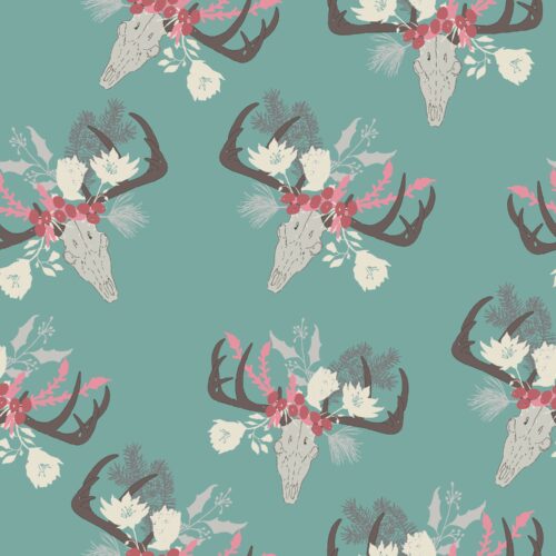 Blooming Antlers in Teal