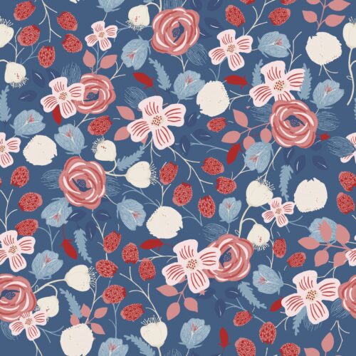 Patriotic Blooms in Cobalt Blue