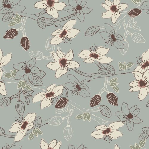 Almond Flower Tree in Blue