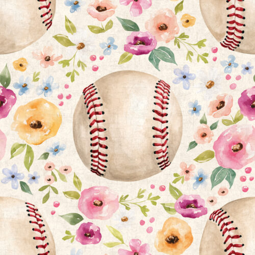 Melody Baseball Floral Cream Textured