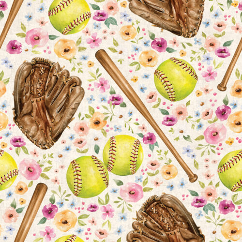 Melody SoftballGame Floral Cream Textured