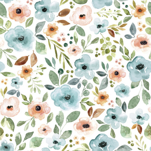 Blue and Pink Sunrise Floral