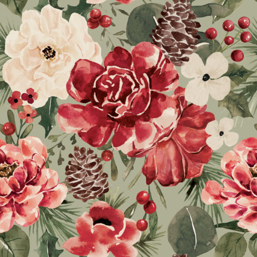 ChristmasFloral Pinecone SageGreen