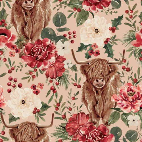 HighlandCow Floral Blush