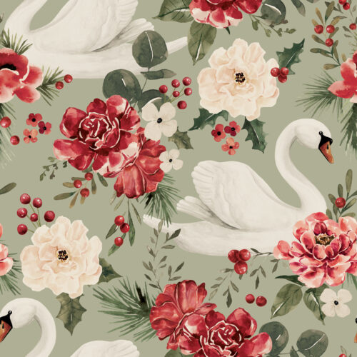Swan Floral SageGreen